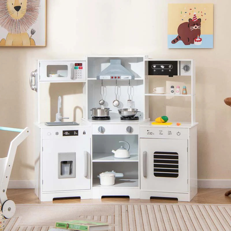 Wooden Corner Kids Kitchen Playset with Real Sounds & Lights, Range Hood - Product image 3