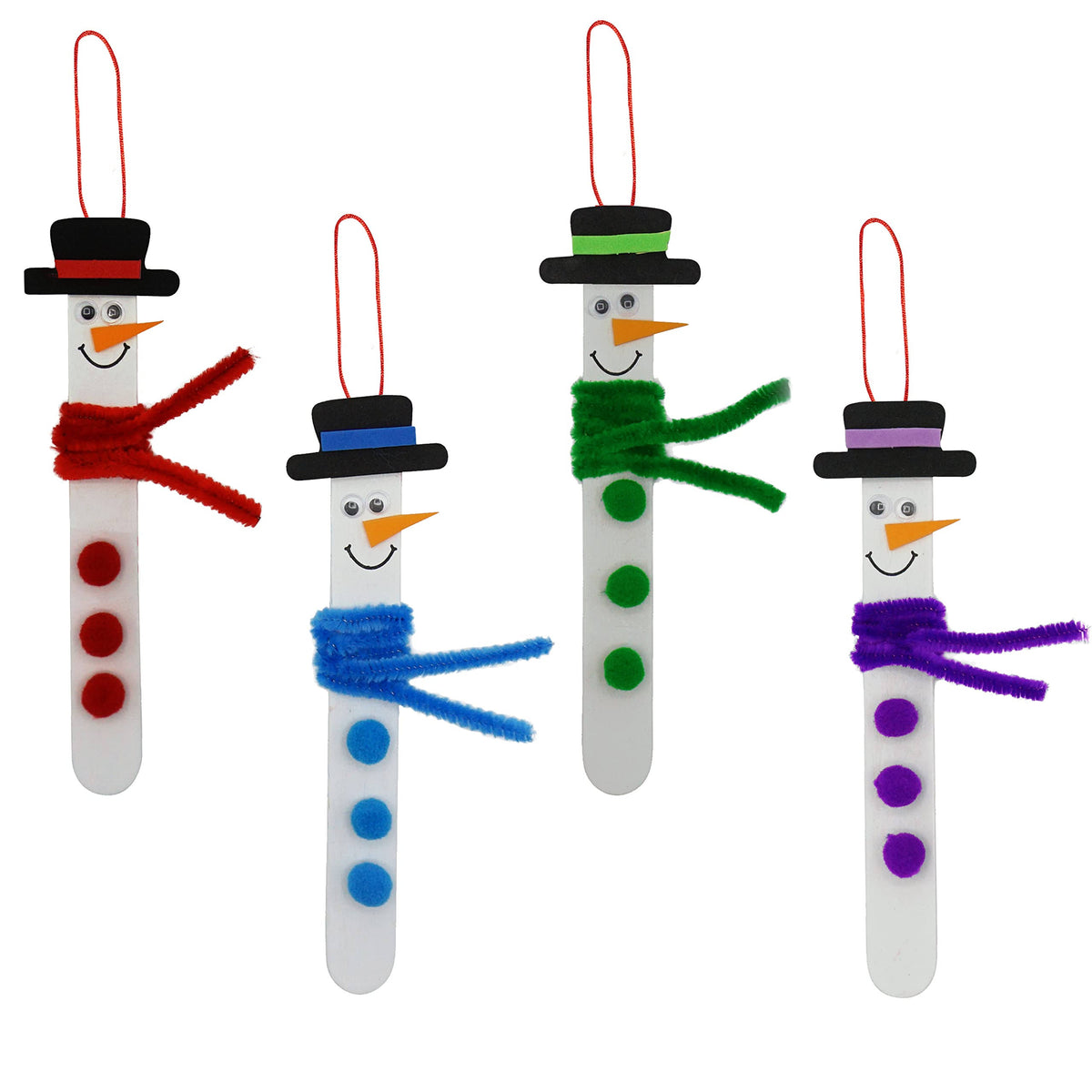 4E's Novelty Christmas Snowman Stick Ornament Craft Kit (12 Pack) Bulk Christmas Crafts for Kids Toddlers - Product image 1