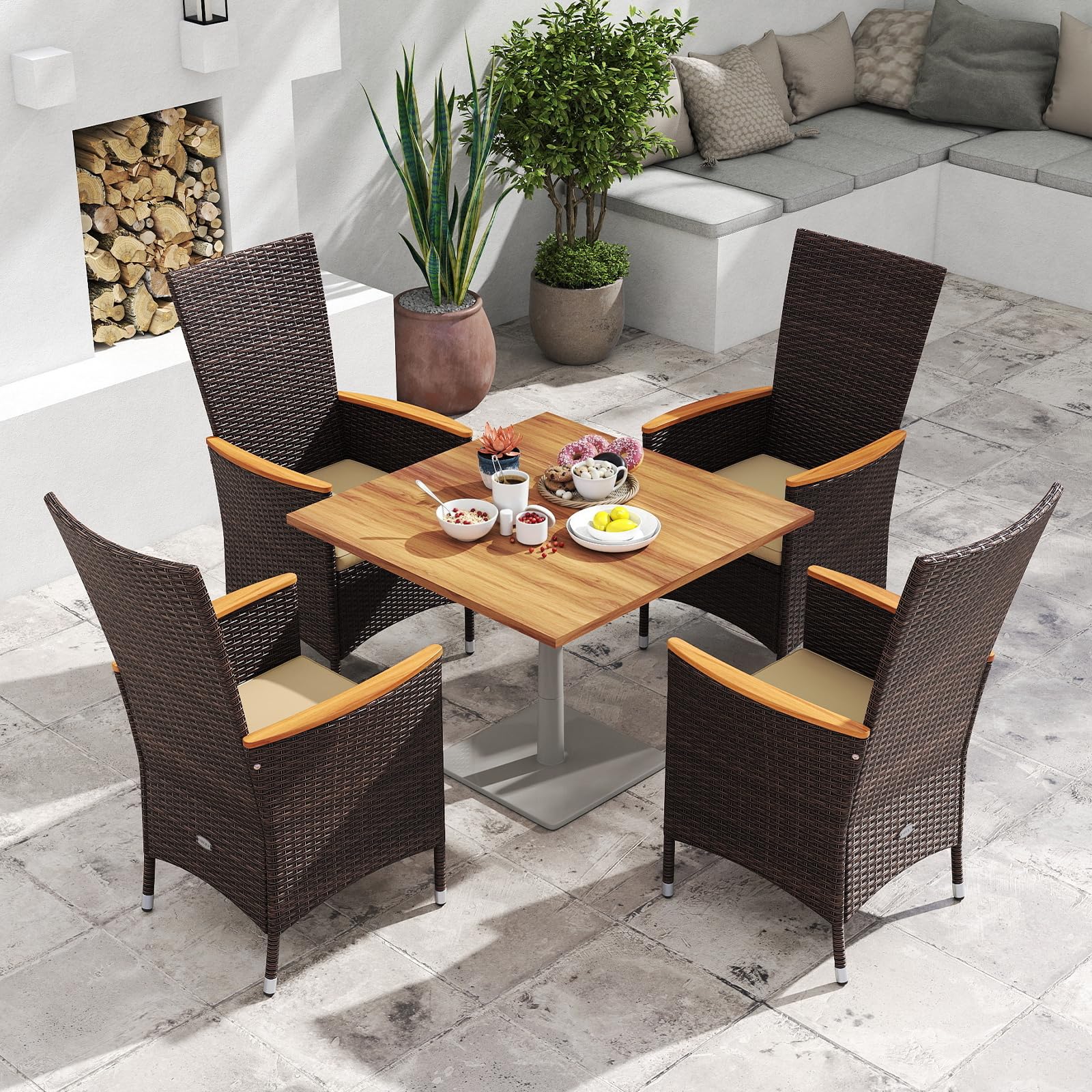 Tangkula Patio High Back Rattan Dining Chairs Set of 2/4 - Product image 5