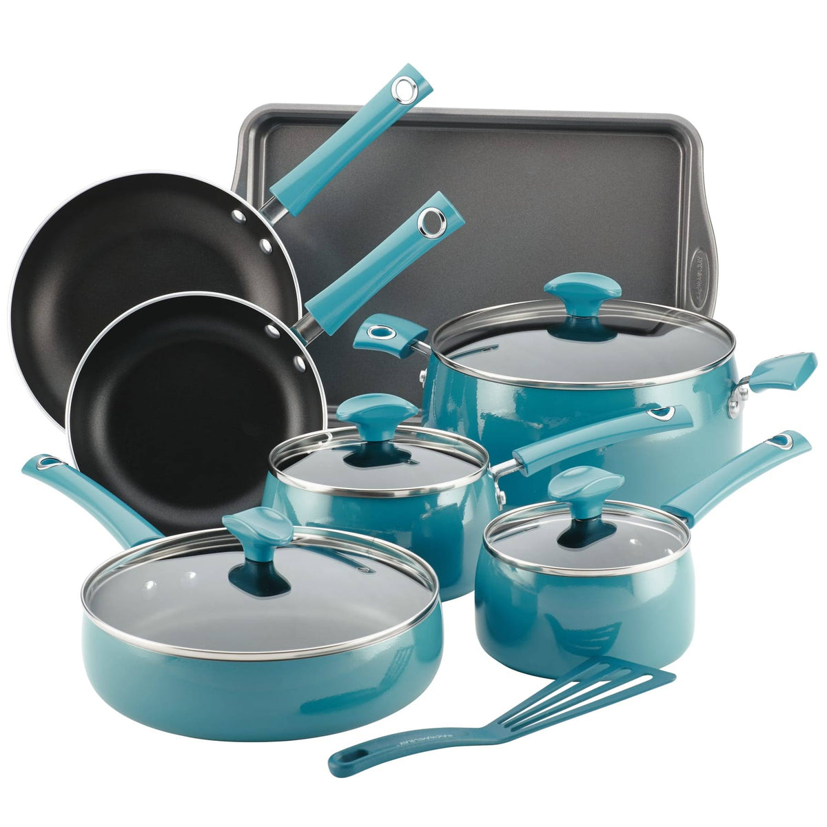 Rachael Ray 12-Piece Cityscapes Porcelain Enamel Cookware Set - Turquoise - Product image 1