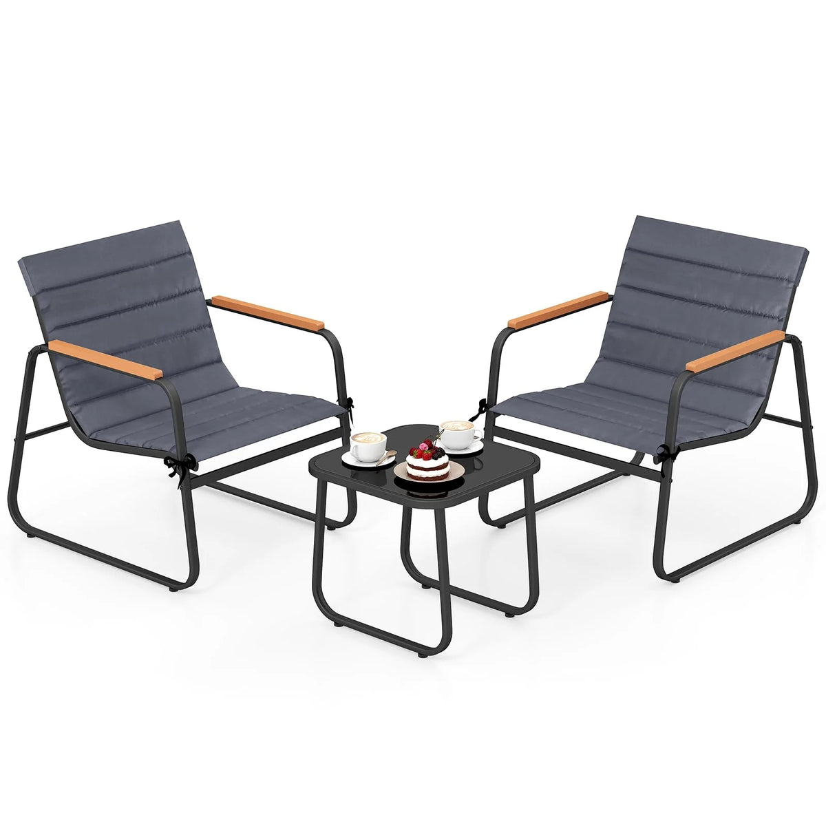 Tangkula 3 Pieces Patio Bistro Set Outdoor Fabric Conversation Set - Product image 1