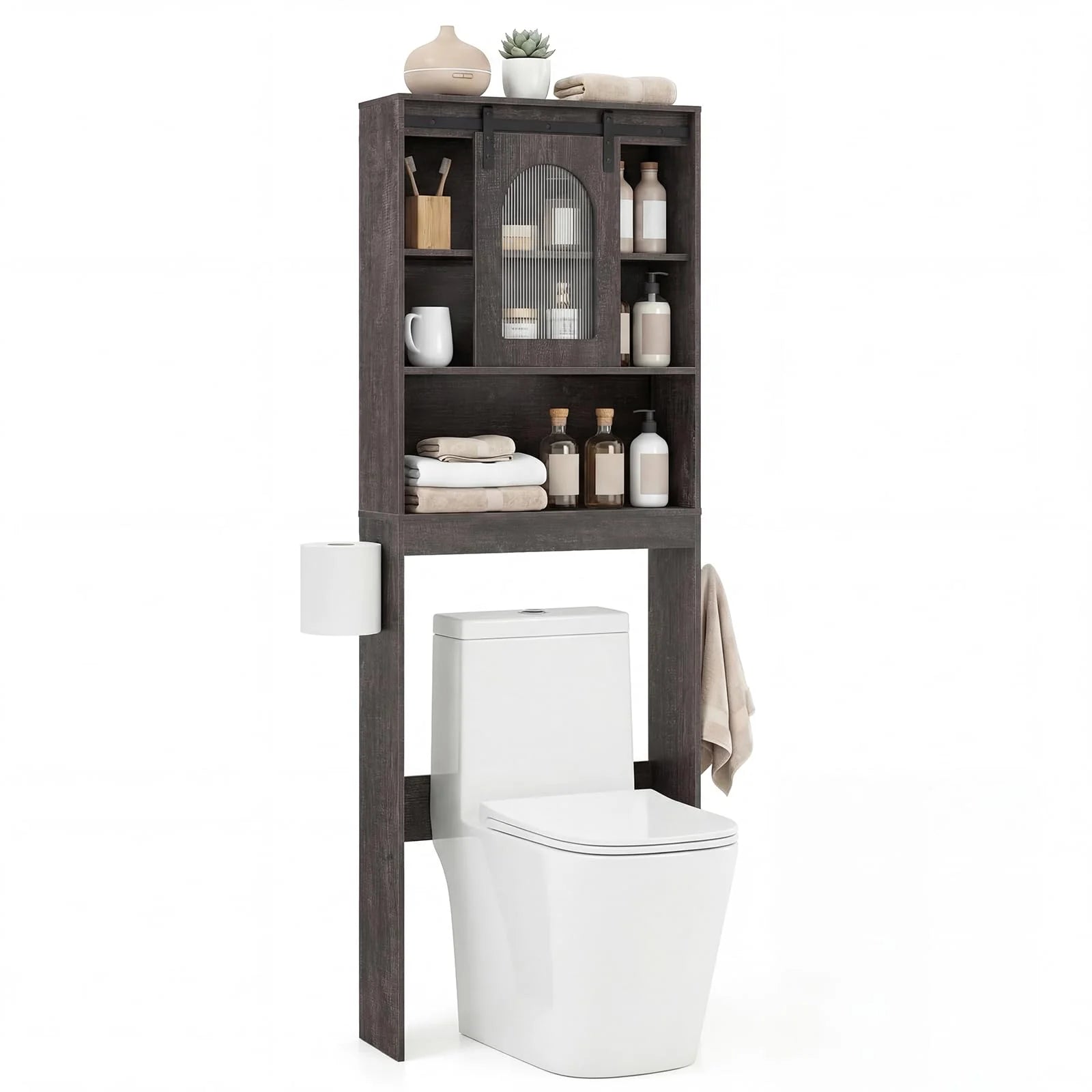 Tangkula Over Toilet Storage Cabinet with Sliding Barn Door - Product image 1