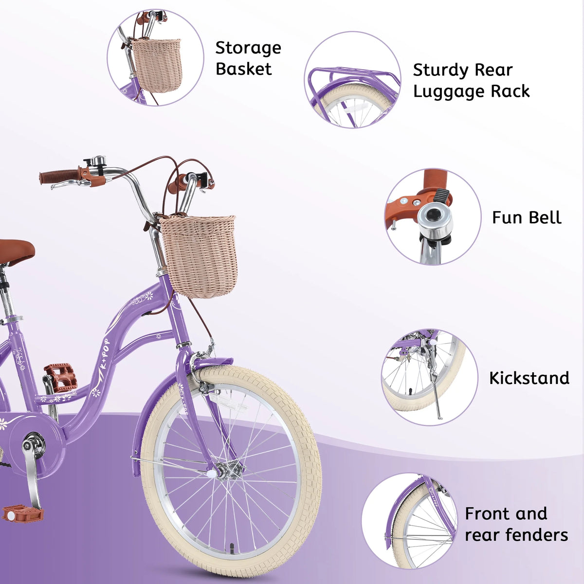 Bstjewey 20 in Girls Bike with Basket, Kids Bicycle for Ages 7 - 13 - Product image 25