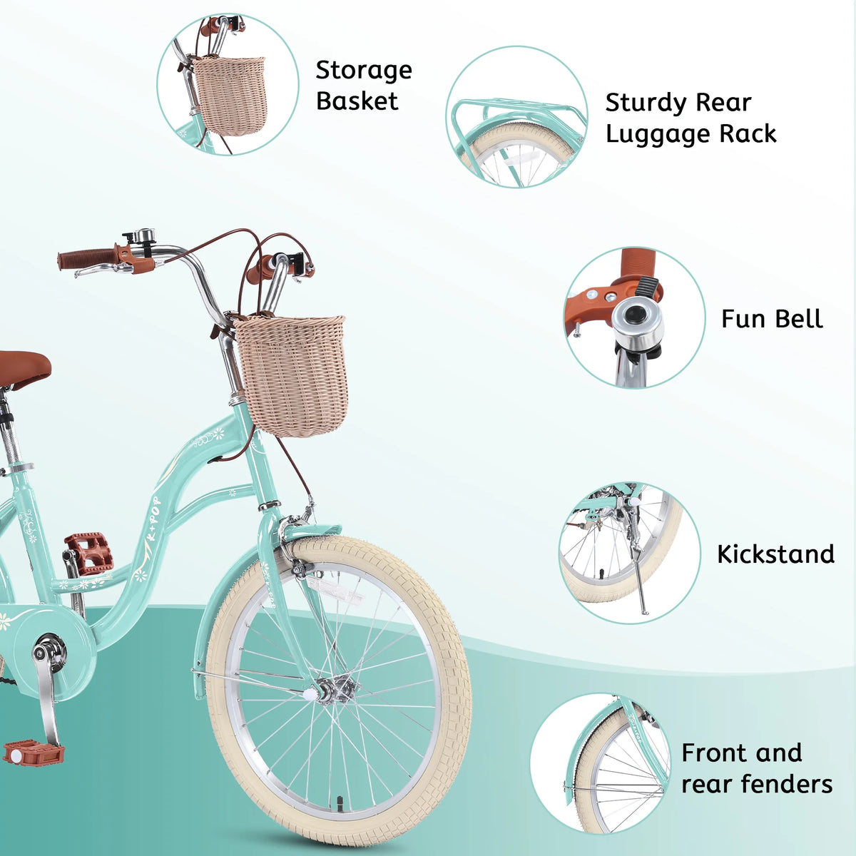 Bstjewey 20 in Girls Bike with Basket, Kids Bicycle for Ages 7 - 13 - Product image 10