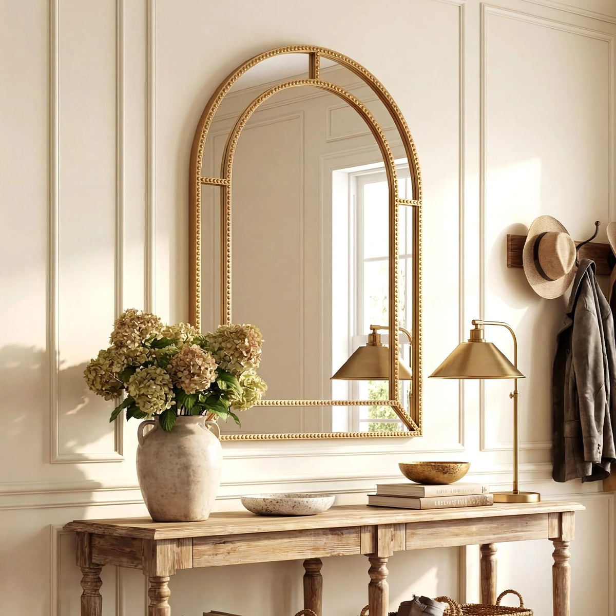 Tangkula 35" x 23" Gold Arched Wall Mirror (Arched) - Product image 1