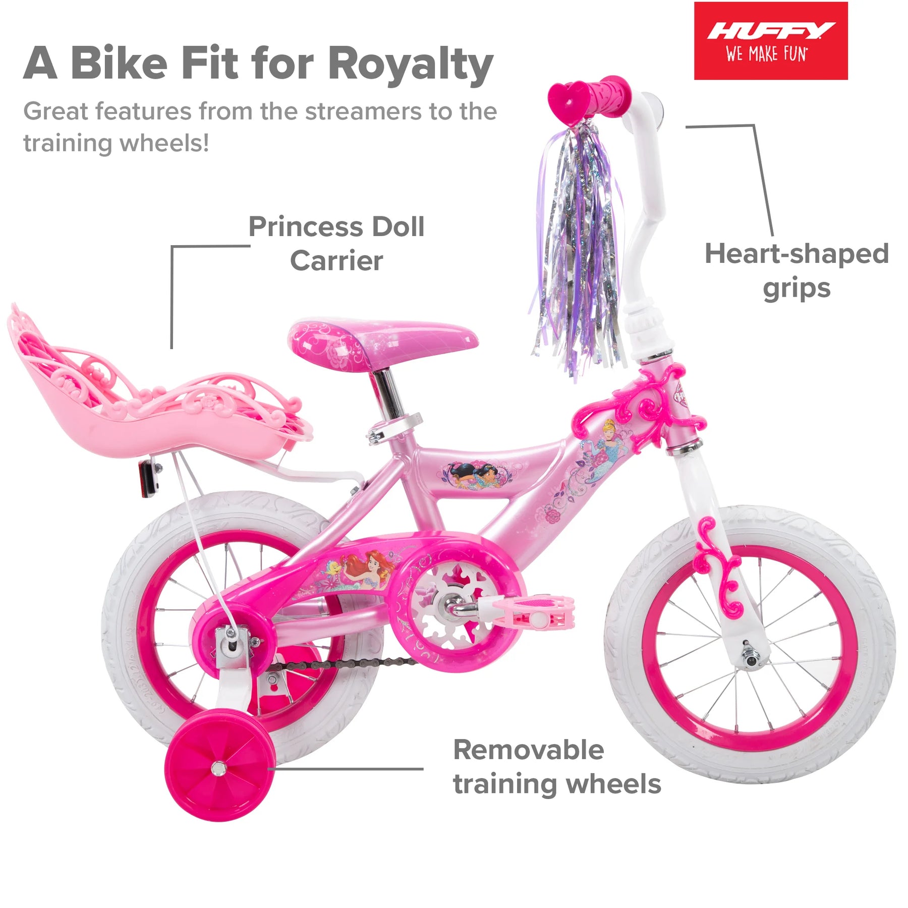 Princess Girls' 12" Bike with Doll Carrier by Huffy - Product image 2