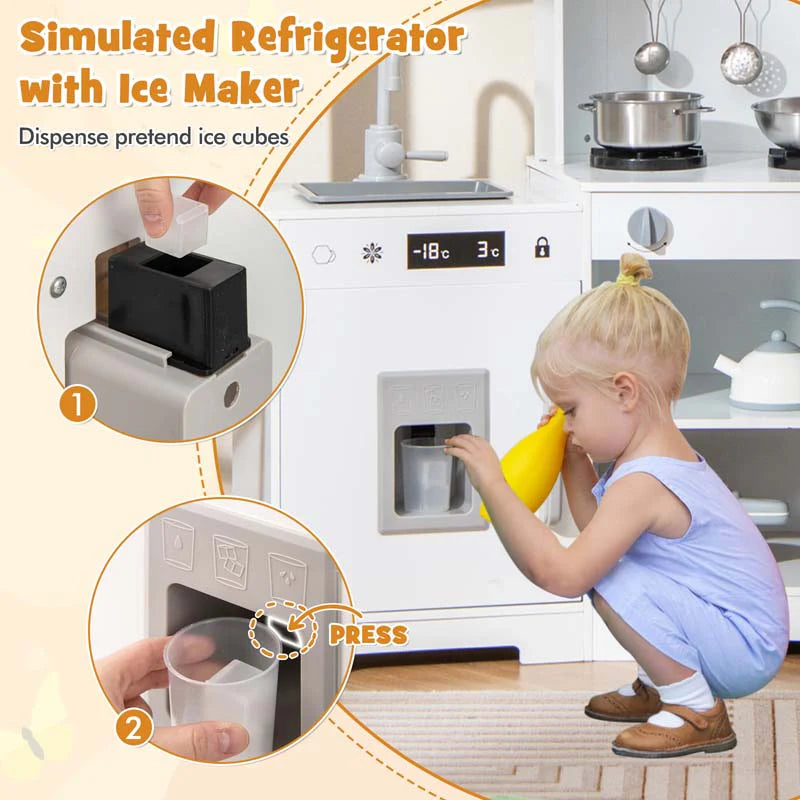 Wooden Corner Kids Kitchen Playset with Real Sounds & Lights, Range Hood - Product image 5