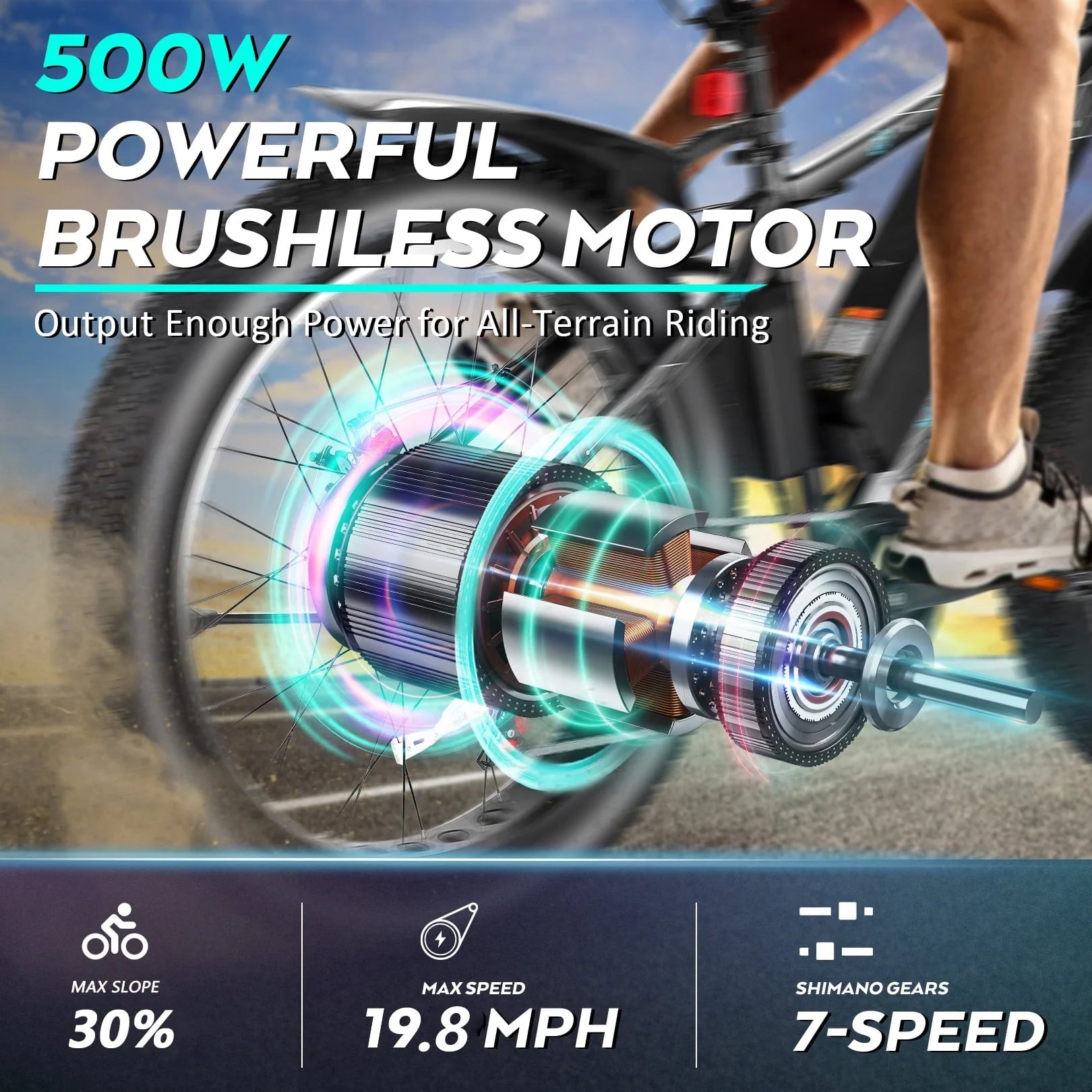 Gocio 26" 4.0 Fat Tire Electric Bike for Adults, 500W Adults E Bike, 48V 13ah Removable Li - Ion Battery - Product image 3