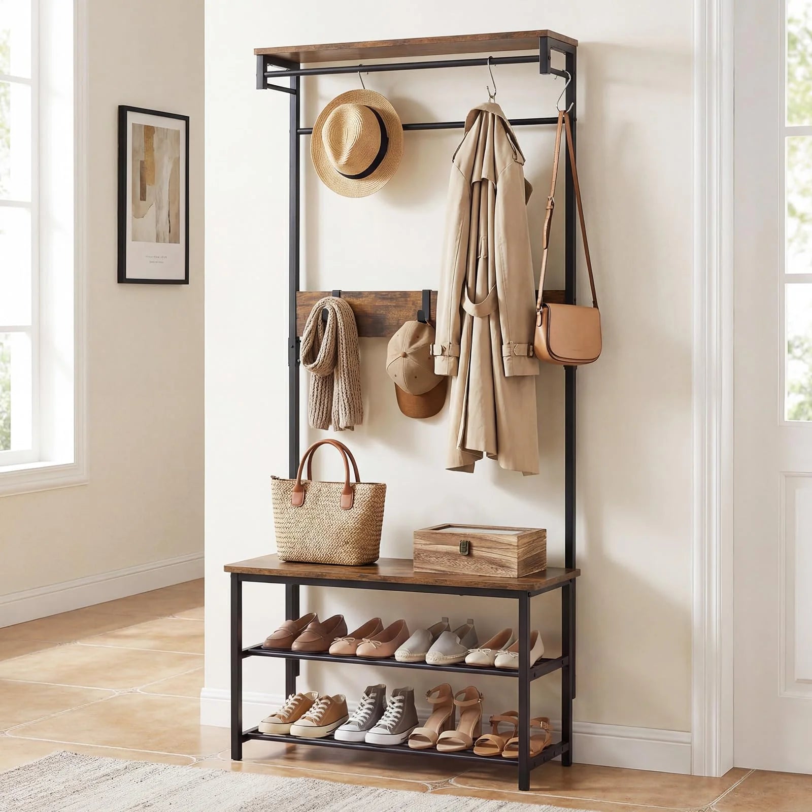 Tangkula Hall Tree with Bench and Shoe Storage - Product image 2