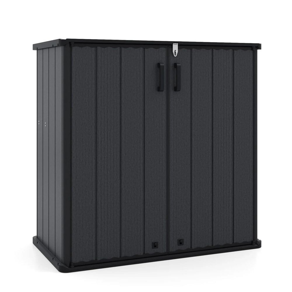 Tangkula 175 Gallon All-Weather Outdoor Storage Box with Lockable Door & Removable Shelf