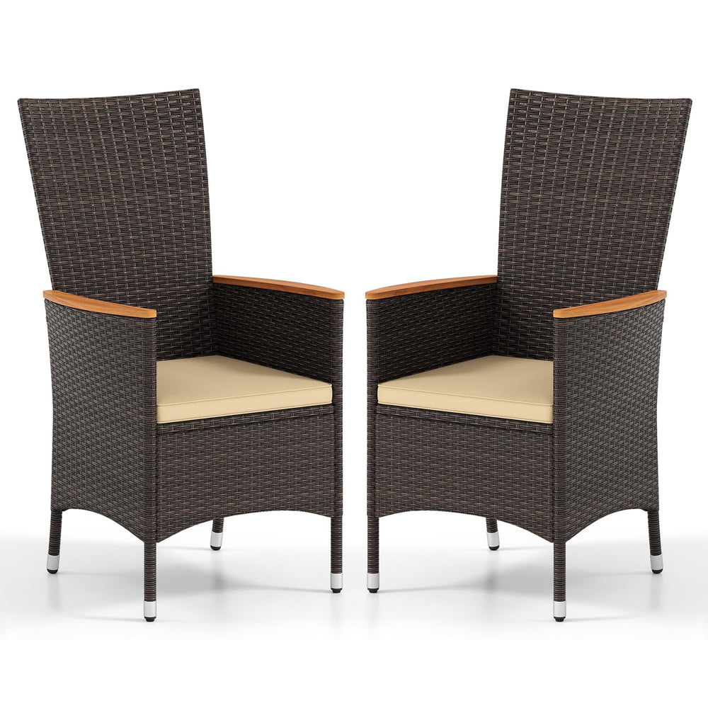 Tangkula Patio High Back Rattan Dining Chairs Set of 2/4