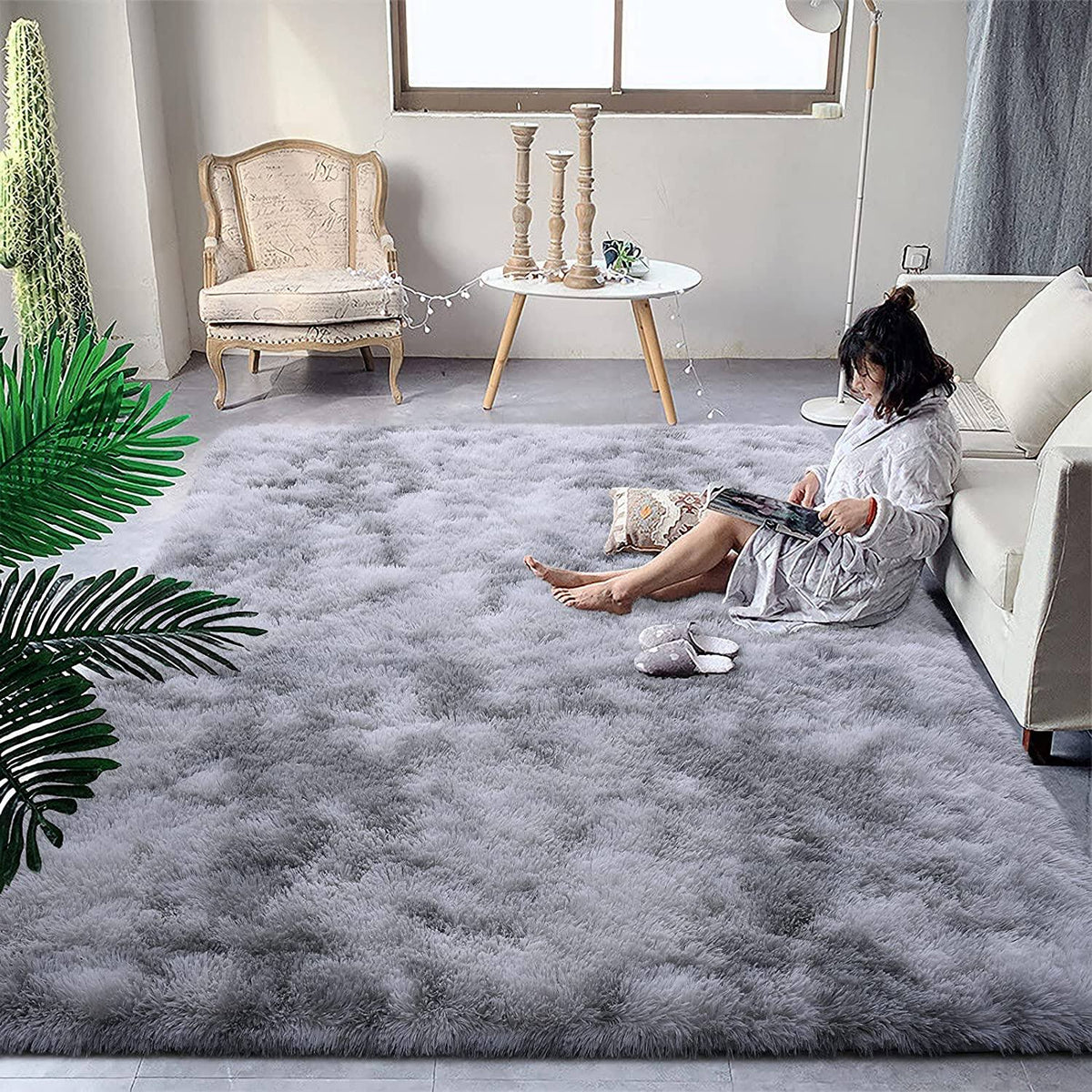 DweIke Super Soft Shaggy Rugs Fluffy Carpets, Tie-Dye Rugs for Living Room Bedroom Girls Kids Room Nursery - Product image 1