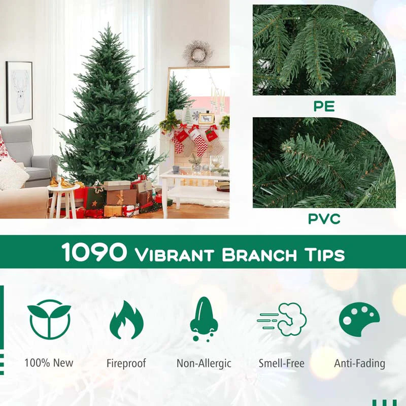 6/7/8 FT Pre-Lit Artificial Christmas Tree, Hinged Xmas Tree with 240/340/450 Warm White LED Lights - Product image 10