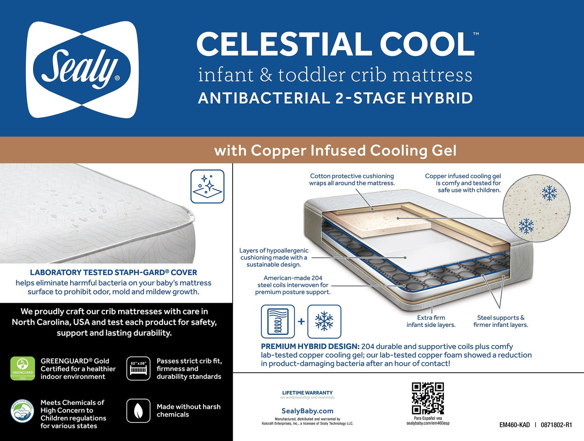 Celestial Cool Ultra-Premium 2-Stage Hybrid Antibacterial Crib & Toddler Mattress. Cool Copper Gel - Product image 3
