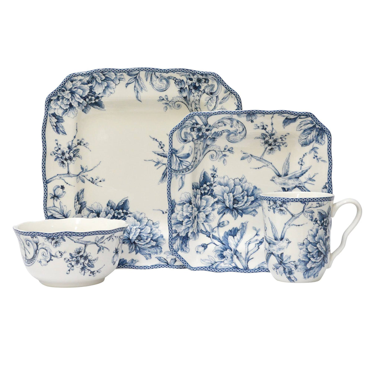 222 Fifth 16-Piece Adelaide Blue Dinnerware Set - Product image 1