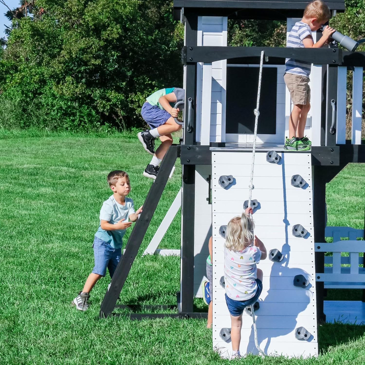 Canyon Creek Cedar Wood Swing Set with Wave Slide, Clubhouse, Play Kitchen, Picnic Area, Belt Swings - Product image 18