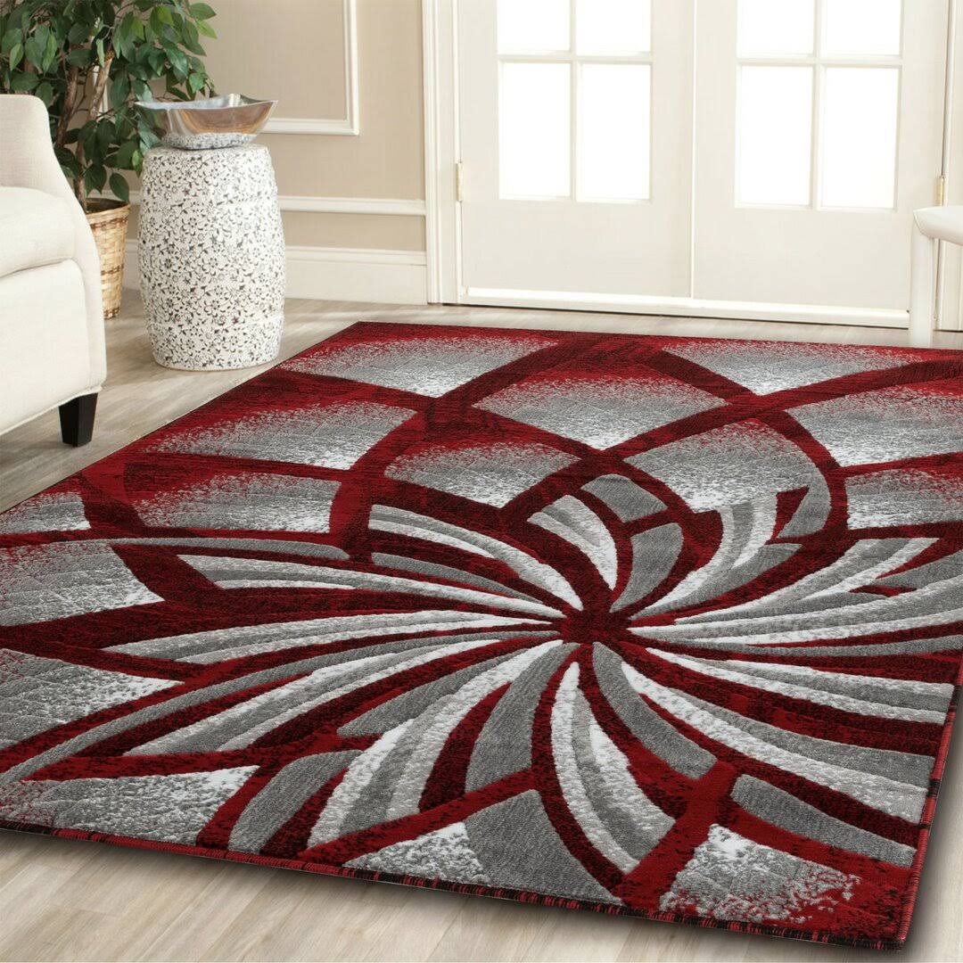 Delana New Modern Red/Cream/Gray Area Rug Orren Ellis Rug Size: Rectangle 7'4" x 10'6" - Product image 1