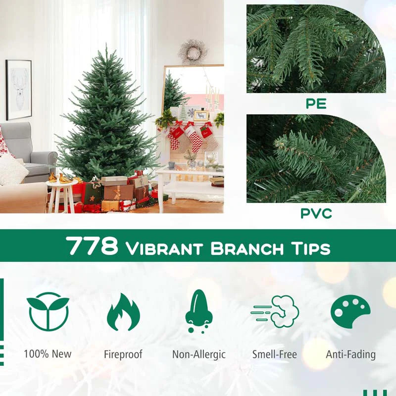 6/7/8 FT Pre-Lit Artificial Christmas Tree, Hinged Xmas Tree with 240/340/450 Warm White LED Lights - Product image 4