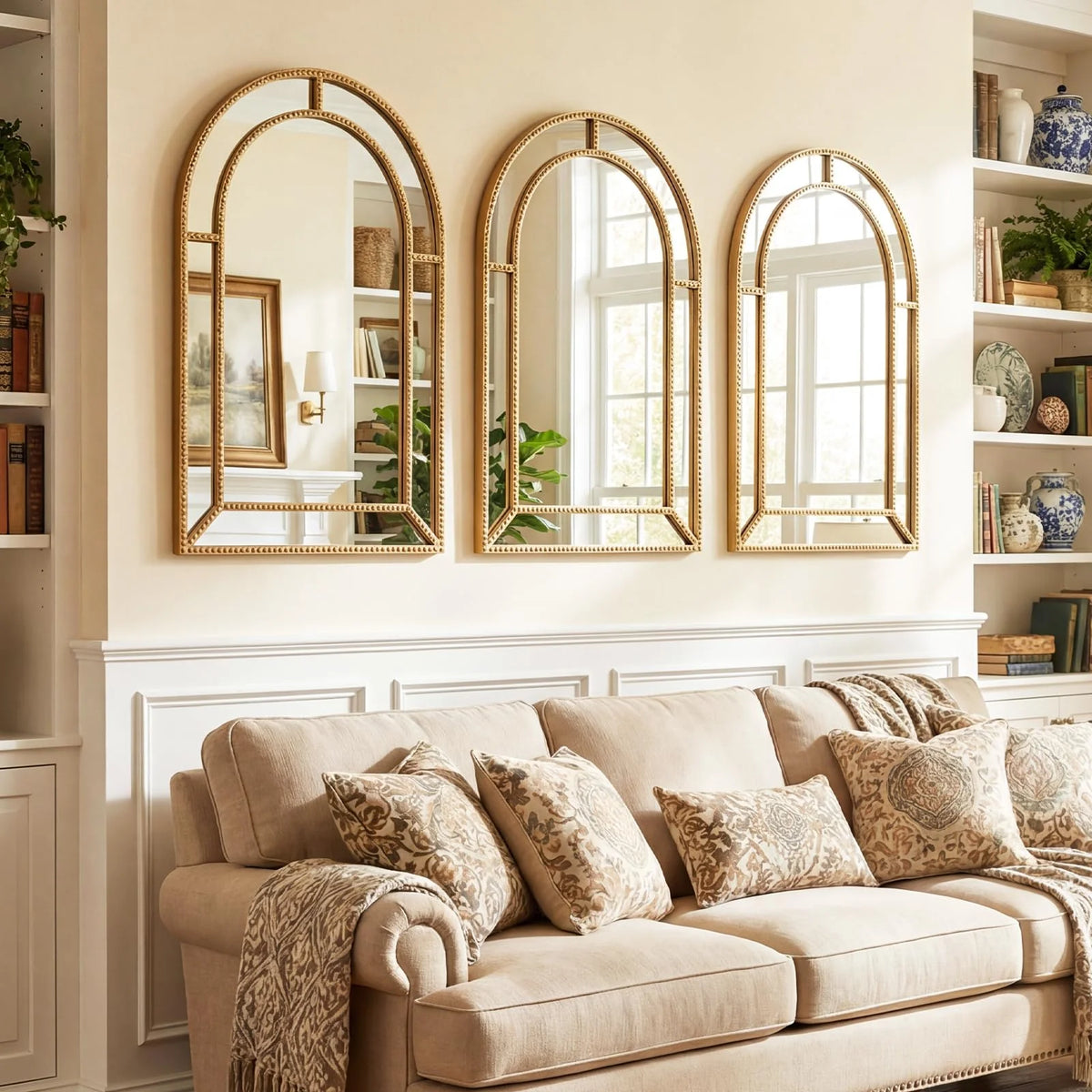 Tangkula 35" x 23" Gold Arched Wall Mirror (Arched) - Product image 3