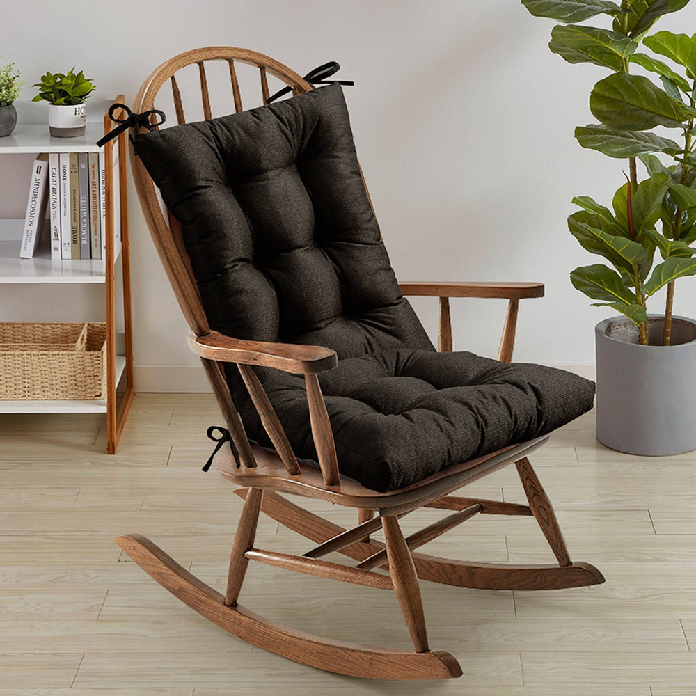 Sweet Home Collection 2 Piece Tufted Non Slip Rocking Chair Cushion Set Brown