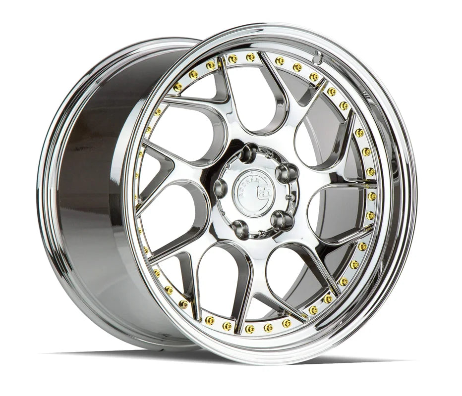 Aodhan DS01 18" 5x100 Vacuum Chrome W/ Gold Rivets