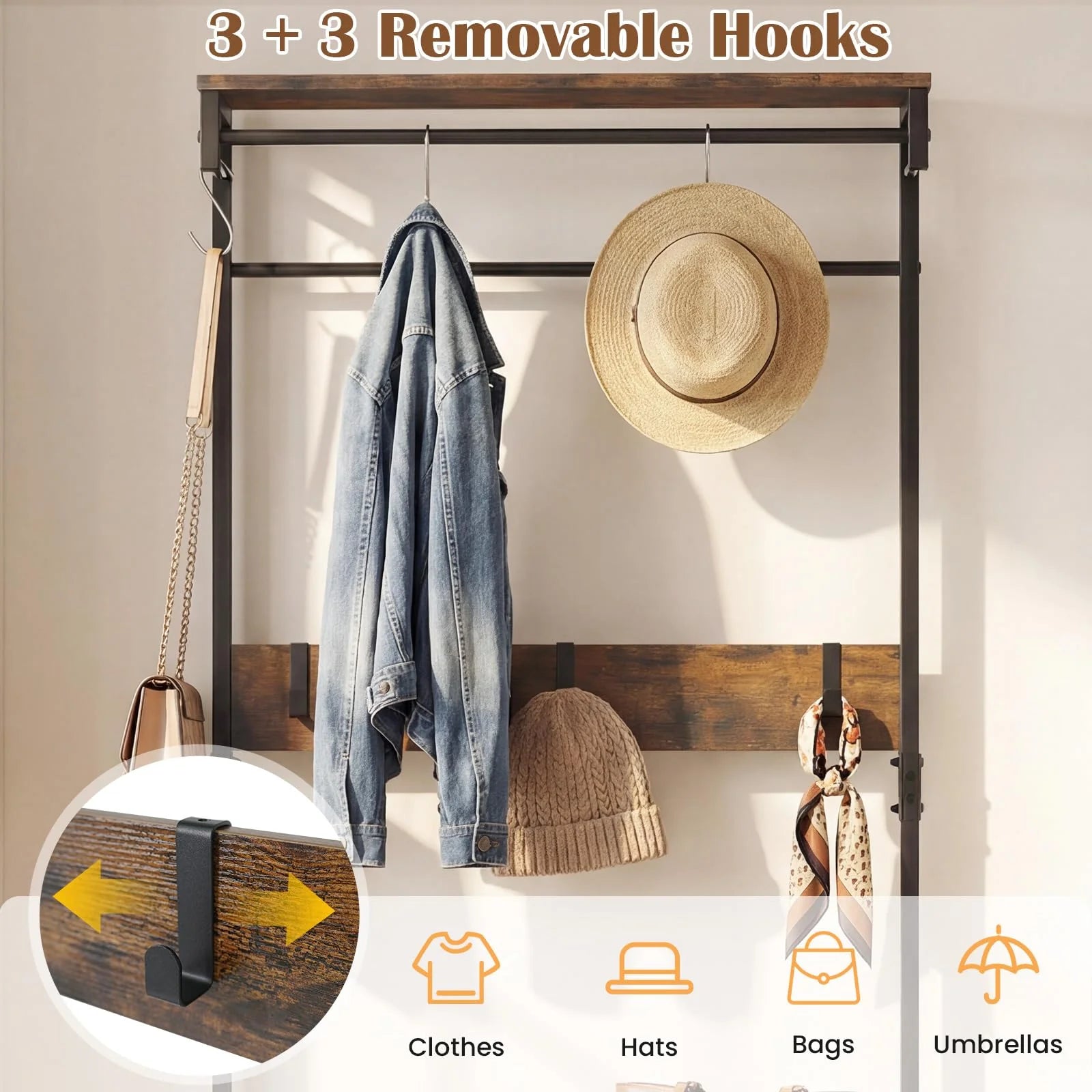 Tangkula Hall Tree with Bench and Shoe Storage - Product image 6
