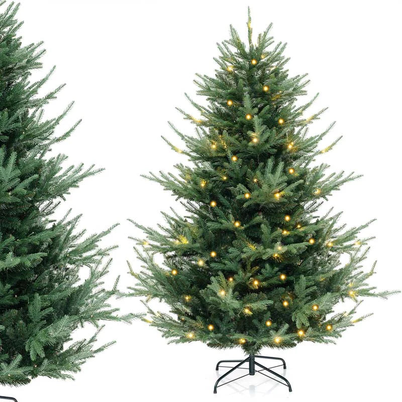 6/7/8 FT Pre-Lit Artificial Christmas Tree, Hinged Xmas Tree with 240/340/450 Warm White LED Lights - Product image 1