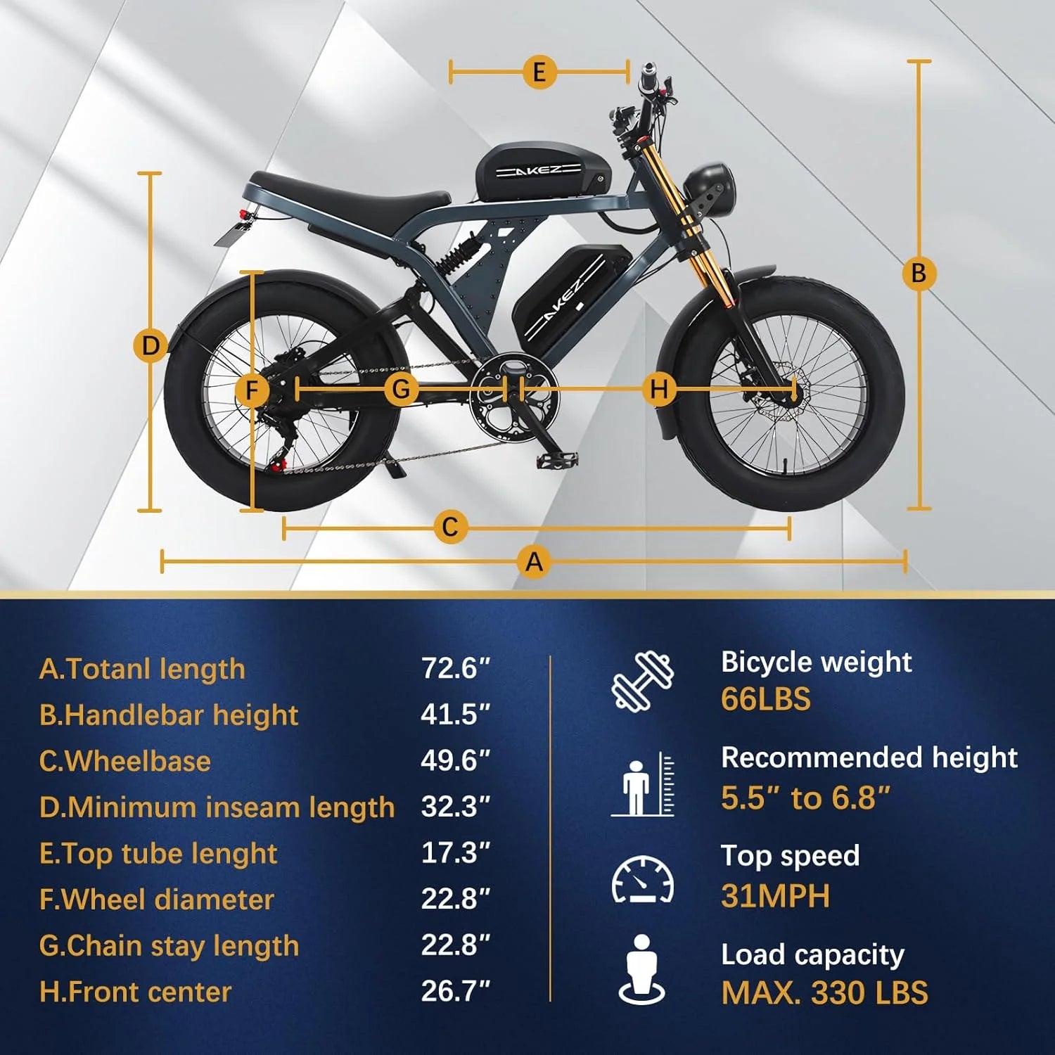 Peak 3000W AKEZ Kingkong 1500W Electric Bike, 31MPH Electric Dirt Bike for Adults - Product image 8