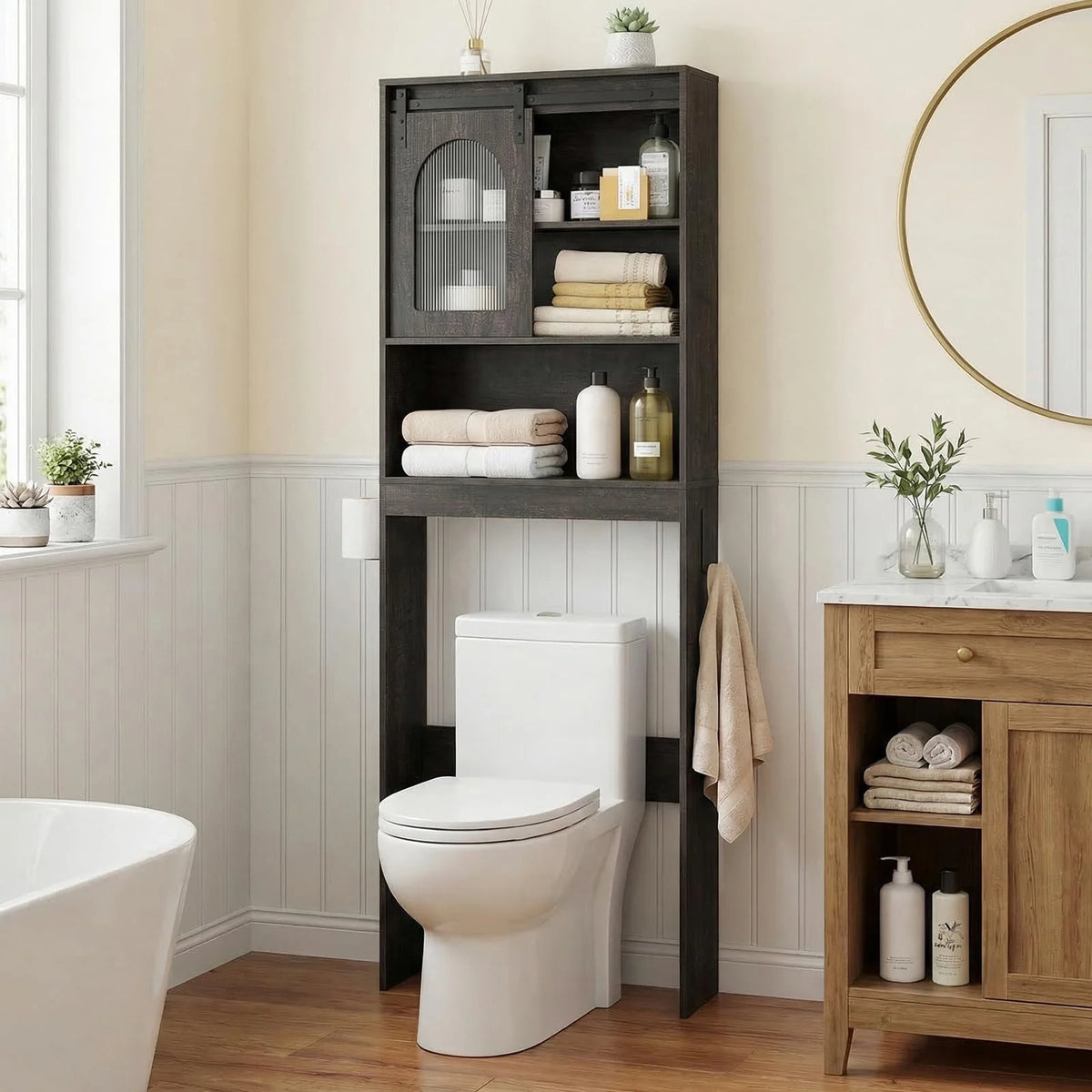 Tangkula Over Toilet Storage Cabinet with Sliding Barn Door - Product image 5