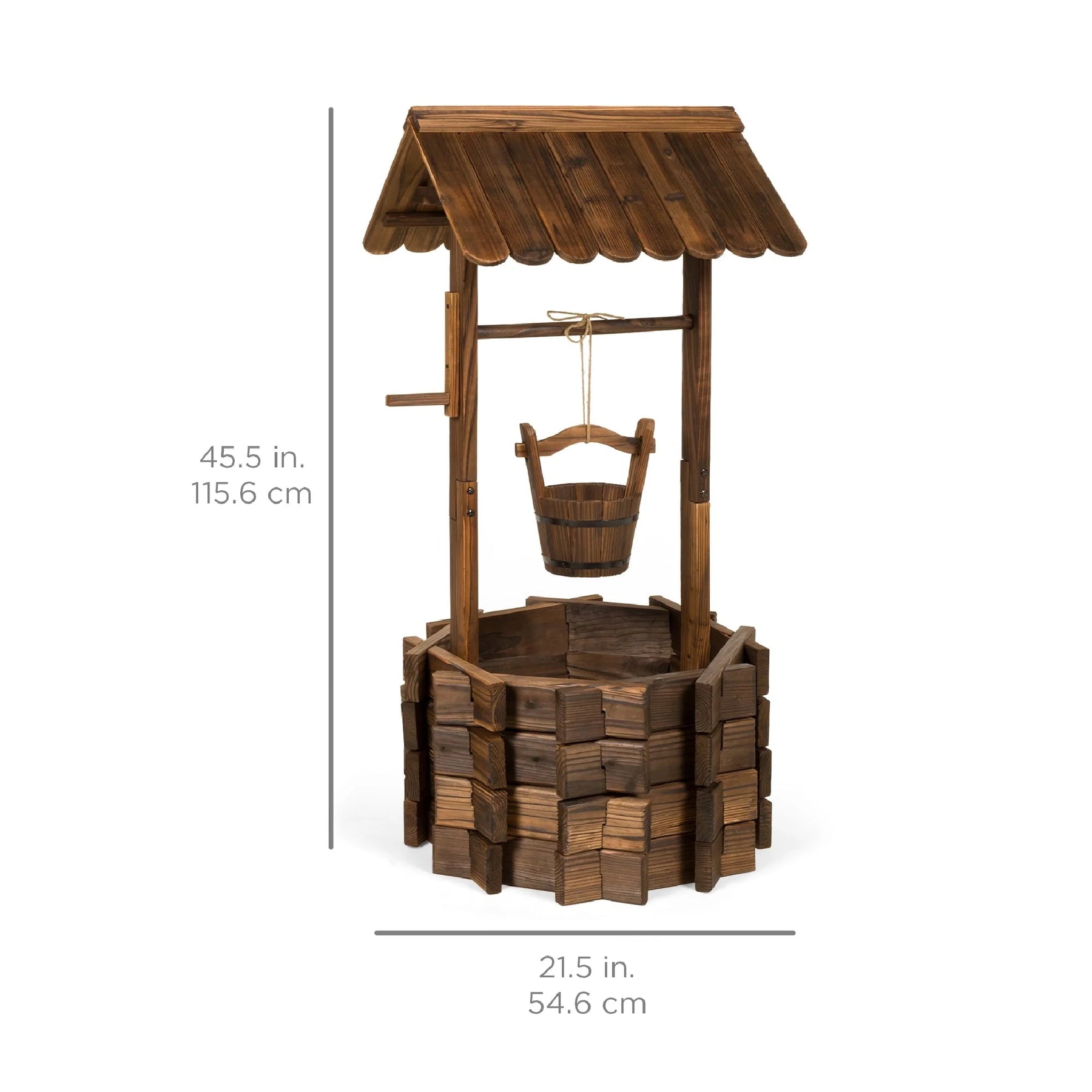 Best Choice Products Rustic Wooden Wishing Well Planter Outdoor Home Decor for Patio, Garden - Product image 6