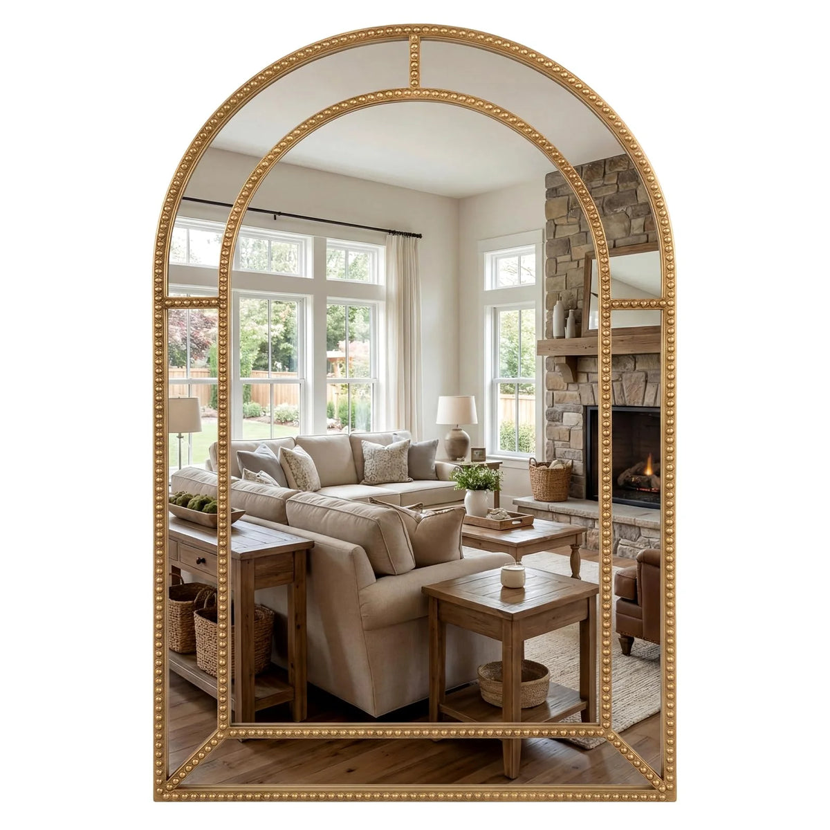 Tangkula 35" x 23" Gold Arched Wall Mirror (Arched) - Product image 9