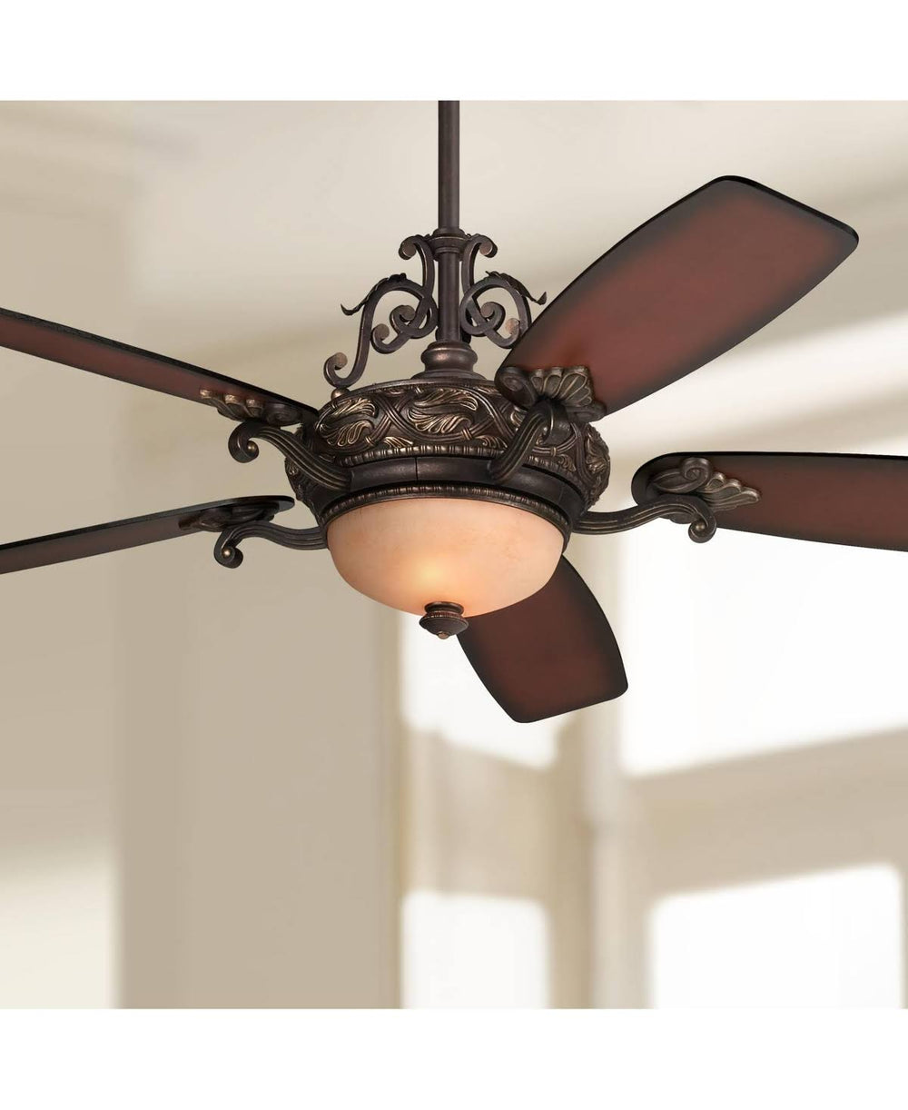 56" Casa Esperanza Vintage Ceiling Fan with Light LED Dimmable Remote Bronze Gold Shaded Teak Blades for Living Room Kitchen Bedroom