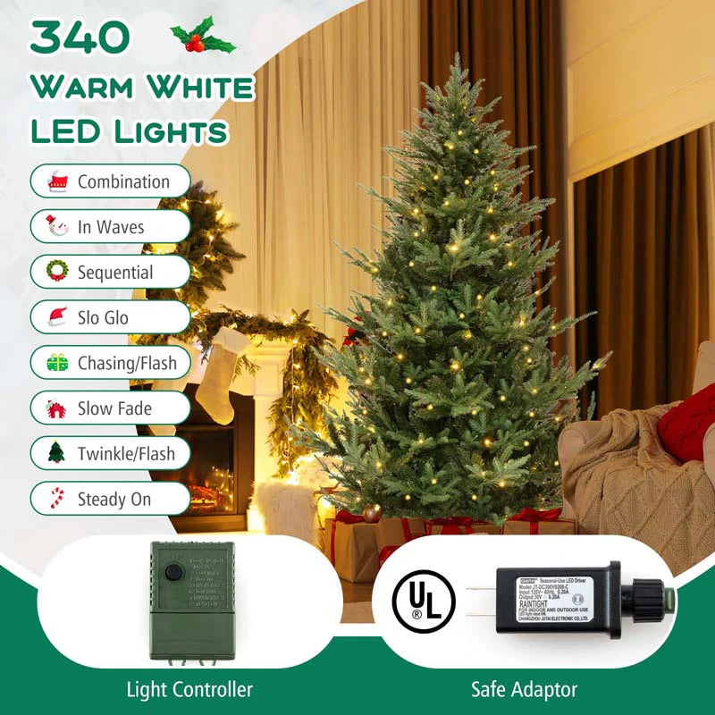 6/7/8 FT Pre-Lit Artificial Christmas Tree, Hinged Xmas Tree with 240/340/450 Warm White LED Lights - Product image 11