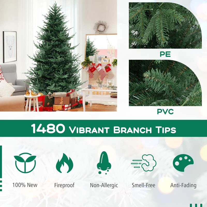 6/7/8 FT Pre-Lit Artificial Christmas Tree, Hinged Xmas Tree with 240/340/450 Warm White LED Lights - Product image 18