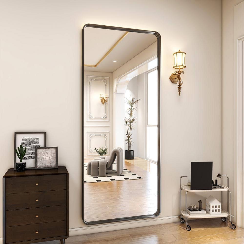 XRAMFY 30 in. W x 71 in. H Rectangular Modern Black Aluminum Deep Framed Full Length Mirror Wall Mirror - Product image 1
