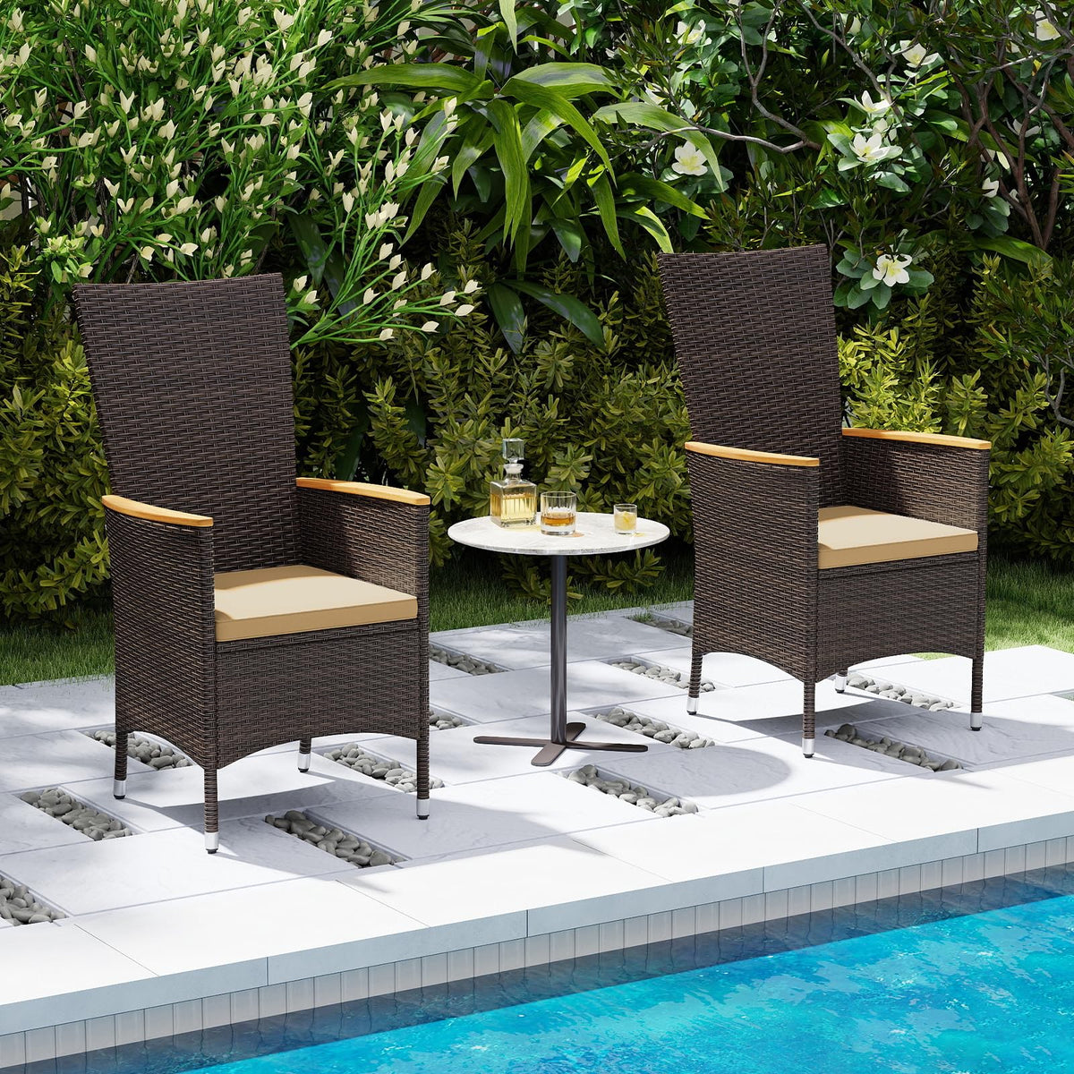 Tangkula Patio High Back Rattan Dining Chairs Set of 2/4 - Product image 2