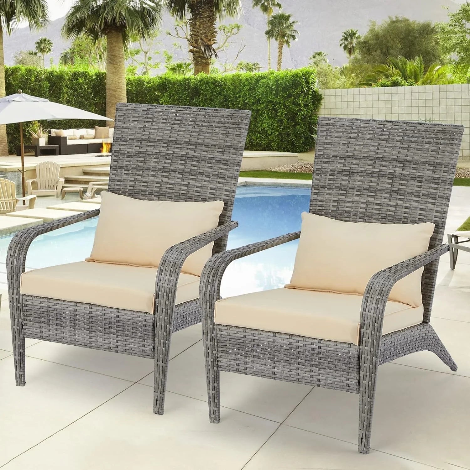 AECOJOY Patio Adirondack Wicker Chair, Outdoor Coconino Chair with Cushion and Pillow - Product image 9