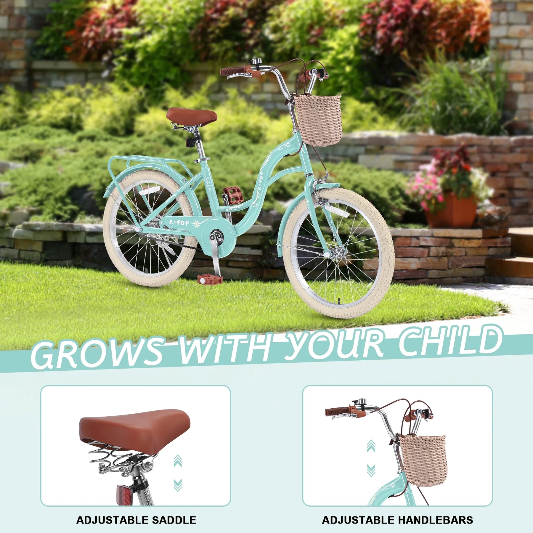 Bstjewey 20 in Girls Bike with Basket, Kids Bicycle for Ages 7 - 13 - Product image 4