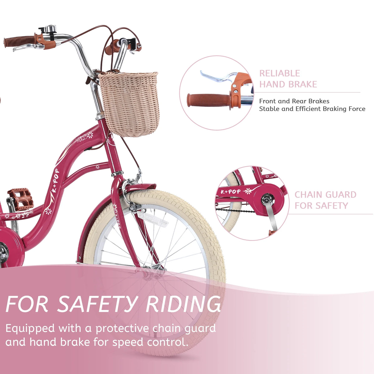 Bstjewey 20 in Girls Bike with Basket, Kids Bicycle for Ages 7 - 13 - Product image 29