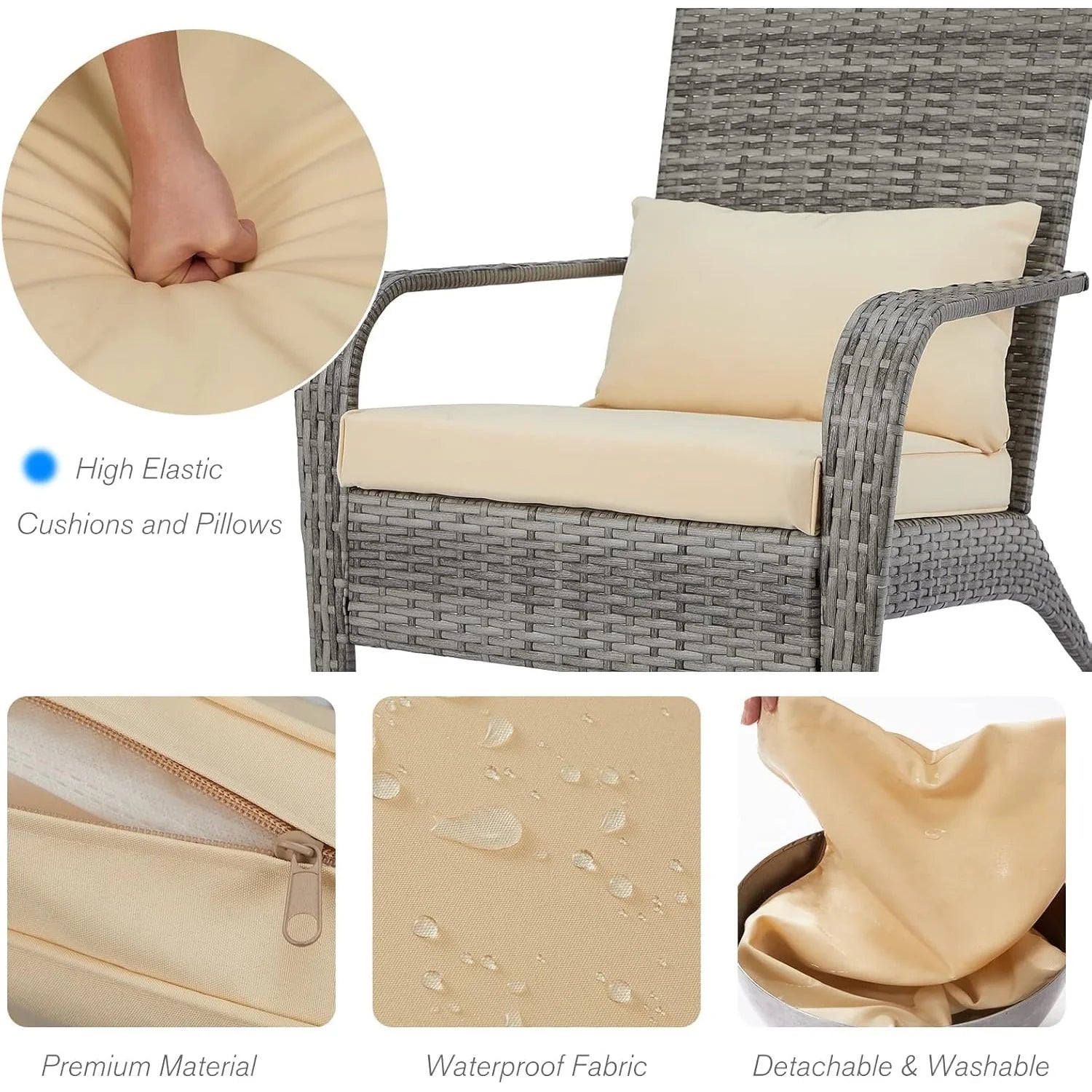 AECOJOY Patio Adirondack Wicker Chair, Outdoor Coconino Chair with Cushion and Pillow - Product image 6