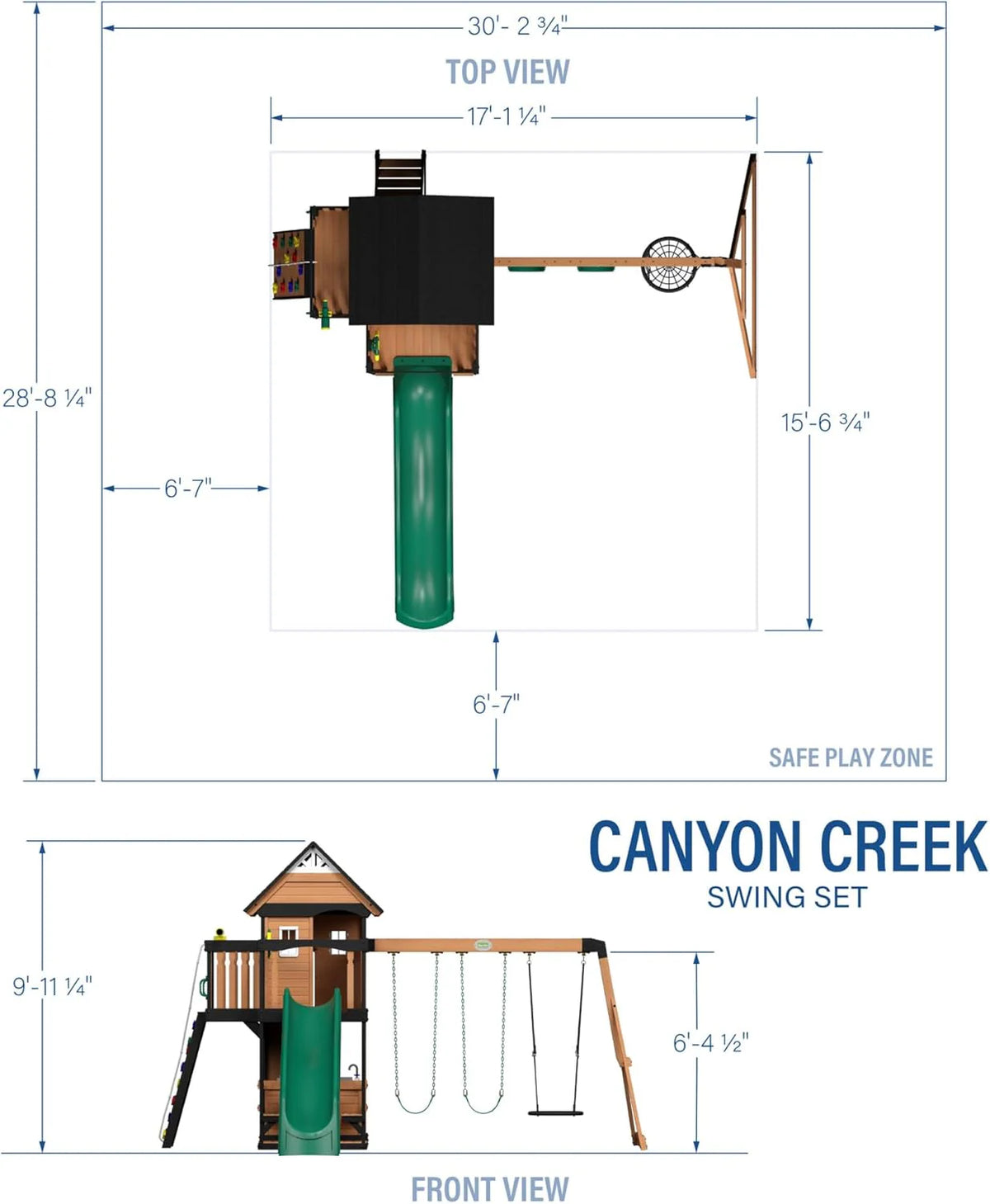 Canyon Creek Cedar Wood Swing Set with Wave Slide, Clubhouse, Play Kitchen, Picnic Area, Belt Swings - Product image 2