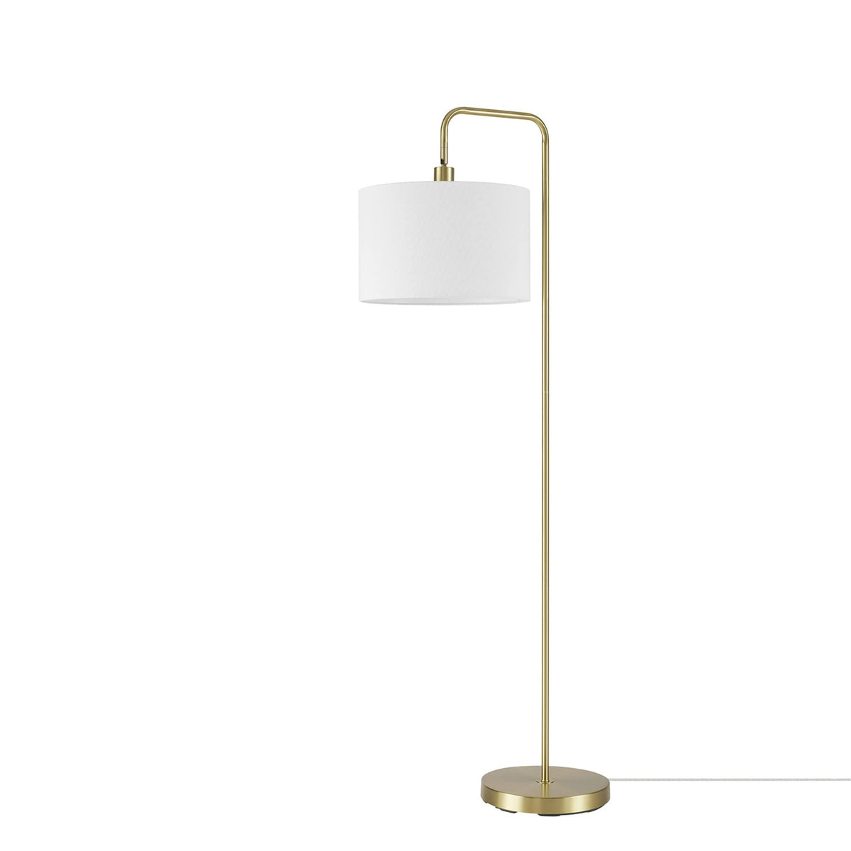 Globe Electric 61000021 58" Floor Lamp, Brass, White Linen Shade, On/Off Rotary Switch On Socket - Product image 1
