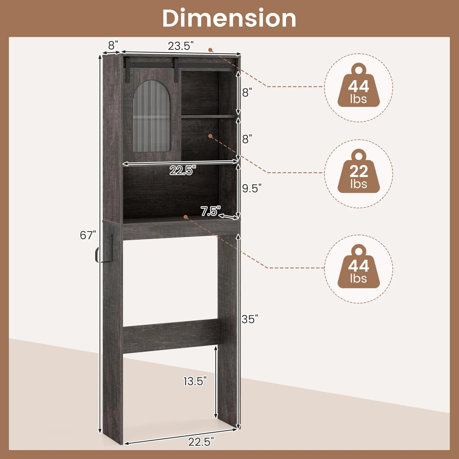 Tangkula Over Toilet Storage Cabinet with Sliding Barn Door - Product image 3
