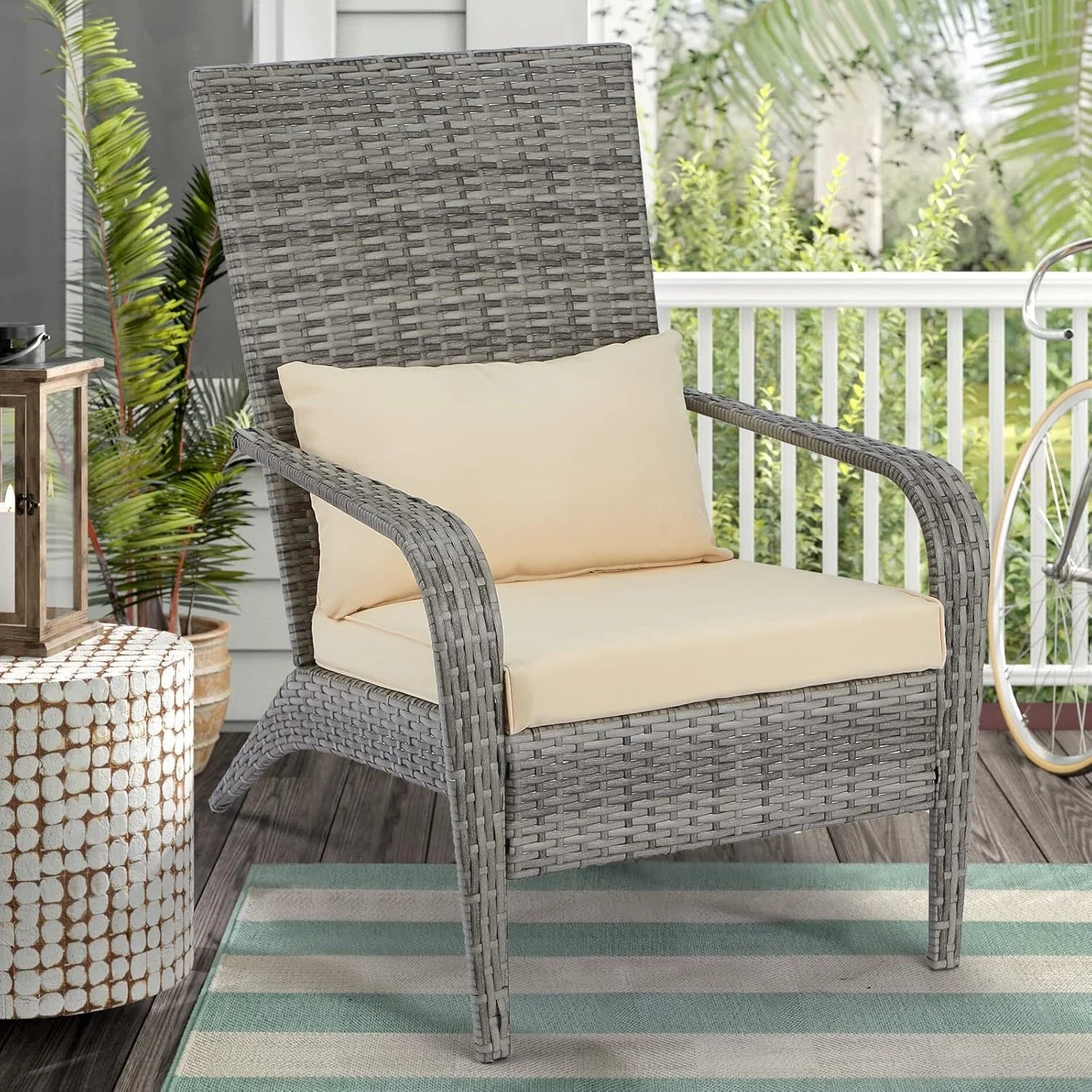 AECOJOY Patio Adirondack Wicker Chair, Outdoor Coconino Chair with Cushion and Pillow - Product image 2