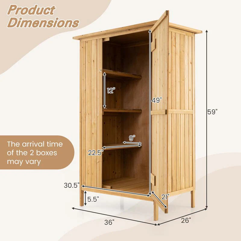 5 x 3 FT Wooden Garden Shed with Asphalt Roof & 3 Shelves, Outdoor Storage Cabinet Outside Utility Tool - Product image 10