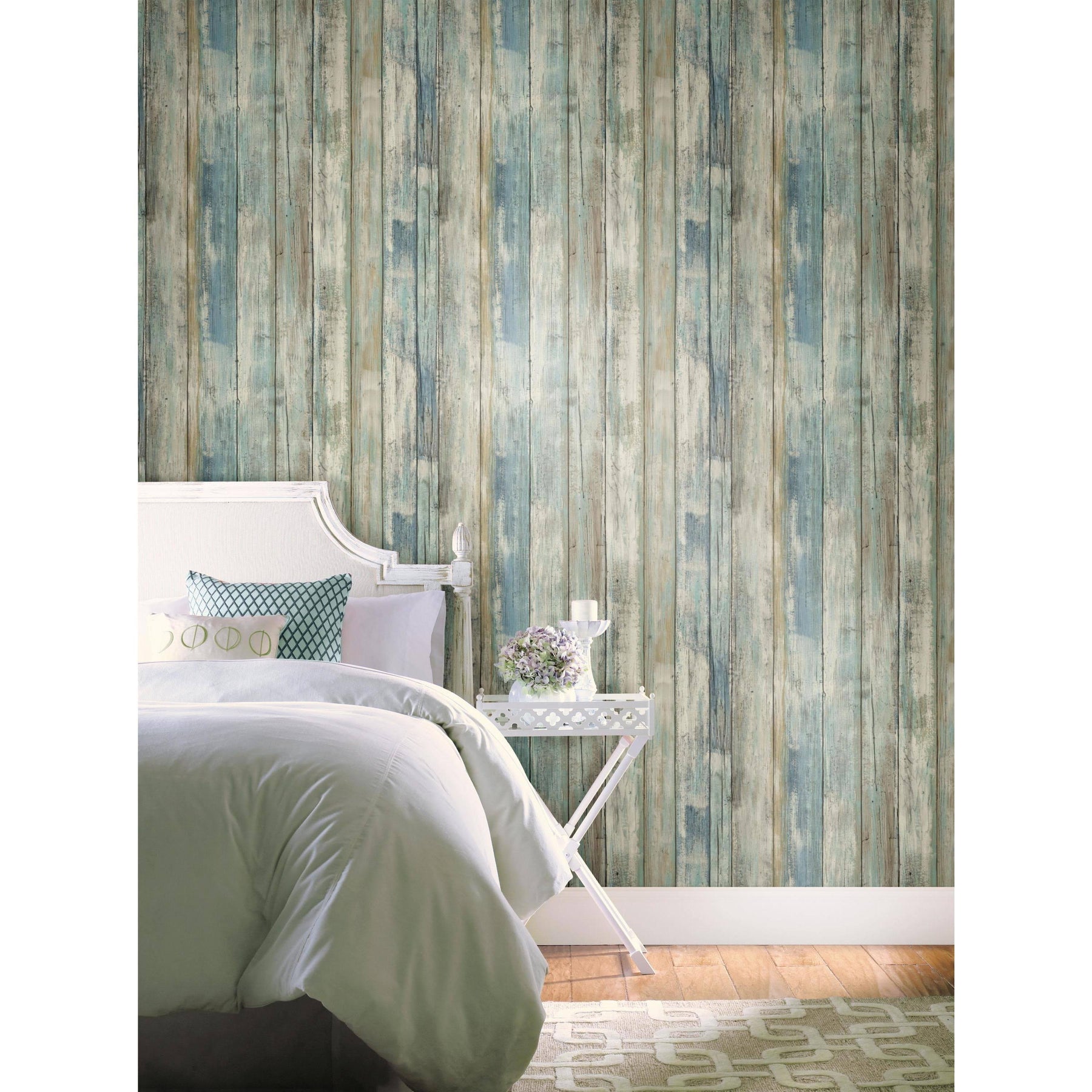 RoomMates Blue Distressed Wood Peel and Stick Wall Decor Wallpaper - Product image 1