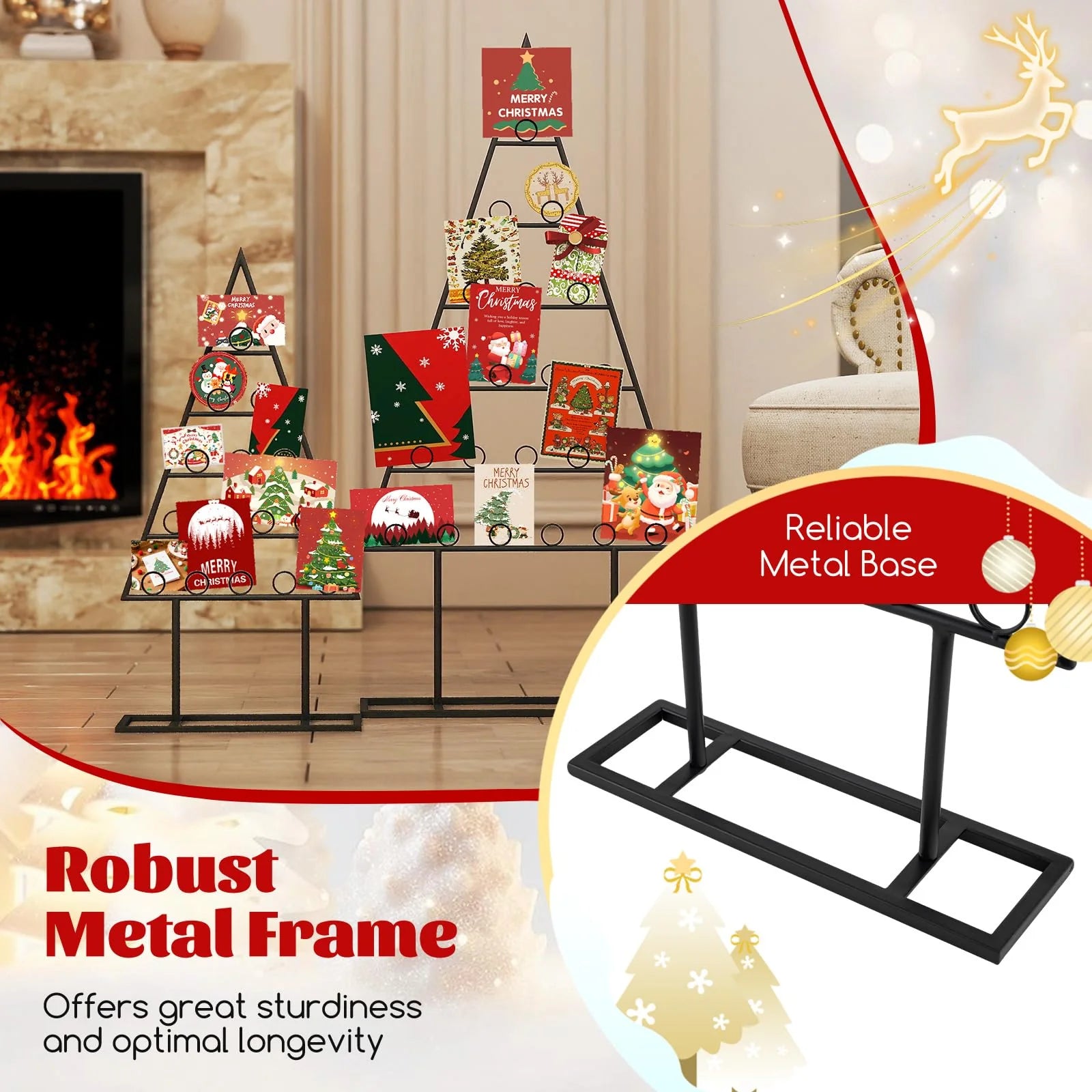 Tangkula 2 Pack Christmas Card Holder for Home Office Party Decoration - Product image 6