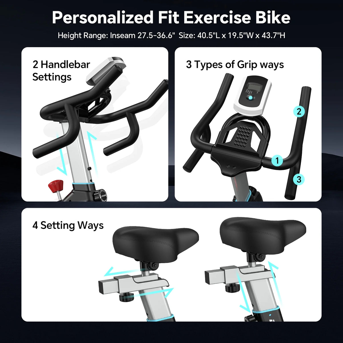 Pooboo Professional Indoor Cycling Bike Stationary Exercise Bikes Home Cardio Workout Bicycle Machine 350 lb Flywheel Weight 40 lb