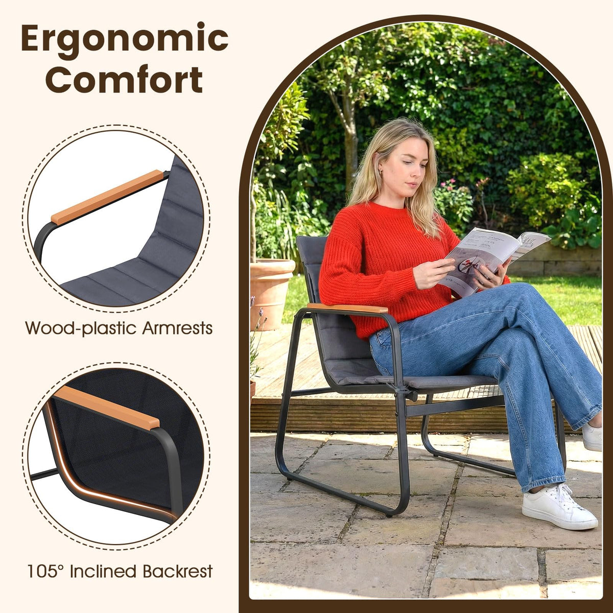 Tangkula 3 Pieces Patio Bistro Set Outdoor Fabric Conversation Set - Product image 3