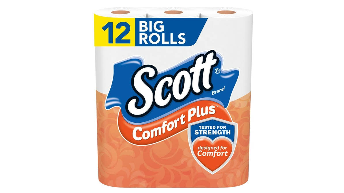Scott Bathroom Tissue, Unscented, Comfort Plus, 1 Ply - 12 rolls - Product image 1